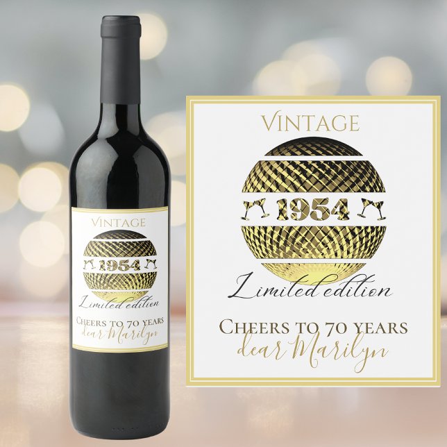 Étiquette de vin vintage 1954 70e anniversaire (Créateur téléchargé)