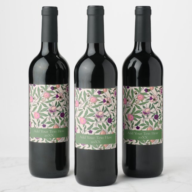 Étiquette DE VIN : WILLIAM MORRIS : POMEGRANATES (Bouteilles)