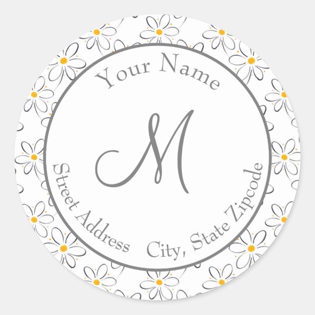 étiquette de 'White Daisy Motif' (Devant)