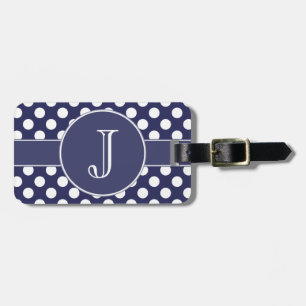 Étiquette décorée d'un monogramme à pois de bagage