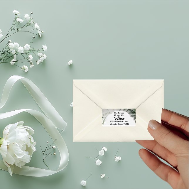 Étiquette Délicat Feuilles Printemps Encerclant Adresse de r (Créateur téléchargé)