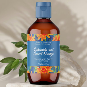 Étiquette d'emballage de cosmétiques - Fleurs bleu