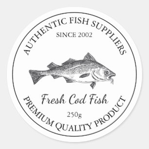 Étiquette d'emballage de poisson de morue fraîche