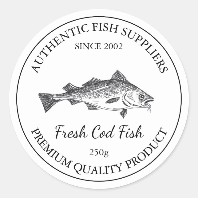 Étiquette d'emballage de poisson de morue fraîche (Devant)