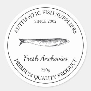 Étiquette d'emballage de poisson frais d'anchois