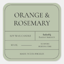 Étiquette d'emballage pour bougies vertes de taill