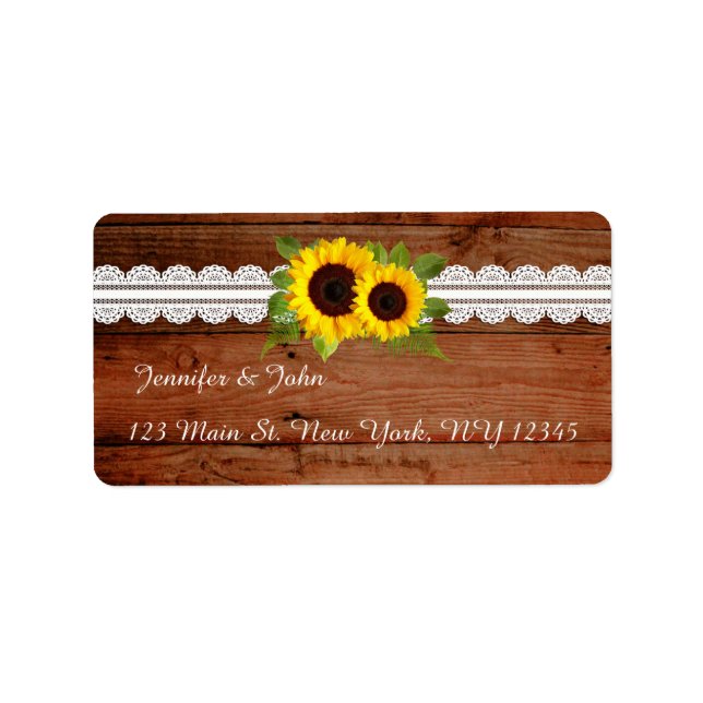 Étiquette Dentelle de tournesol rustique Retourner l'adresse (Devant)