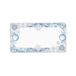 Étiquette Dentelle en céramique bleu clair & flocon de neige