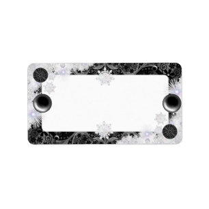 Étiquette Dentelle en céramique Noir & flocon de neige