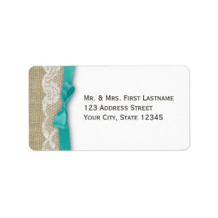 Étiquette Dentelle et ruban aqua