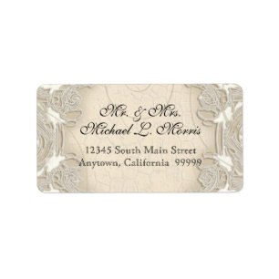 Étiquette Dentelle vintage Monogramme Baroque Etching Swirl 