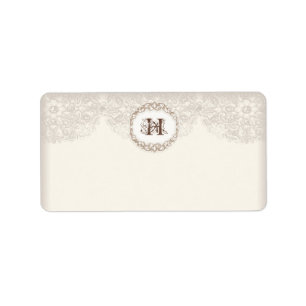 Étiquette Dentelle vintage Taupe - Elégant Beau Mariage