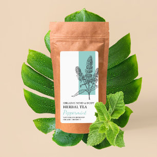Étiquette d'entreprise de thé à base de menthe bio