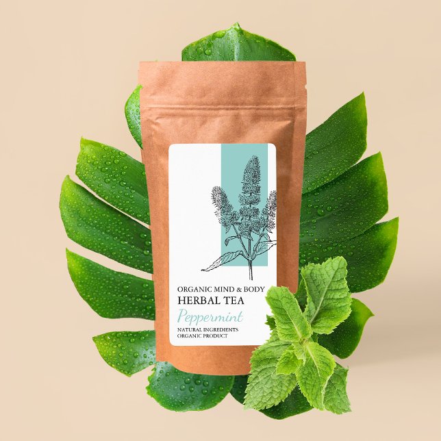 Étiquette d'entreprise de thé à base de menthe bio (Créateur téléchargé)
