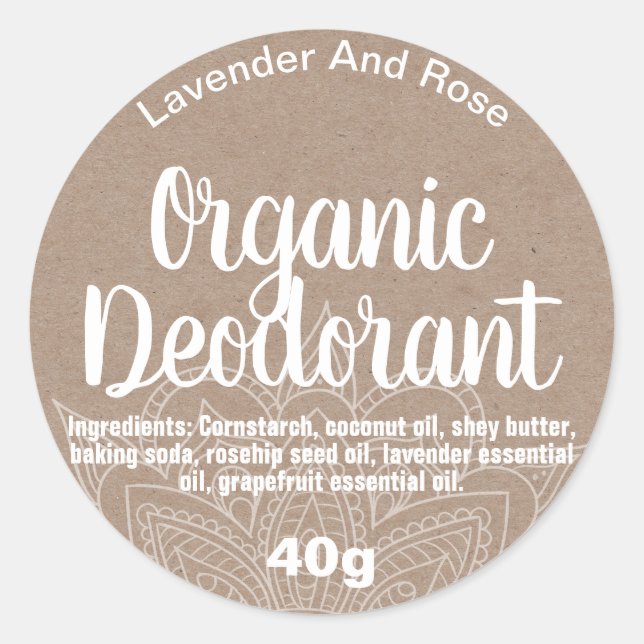 Étiquette déodorant naturel personnalisable (Devant)