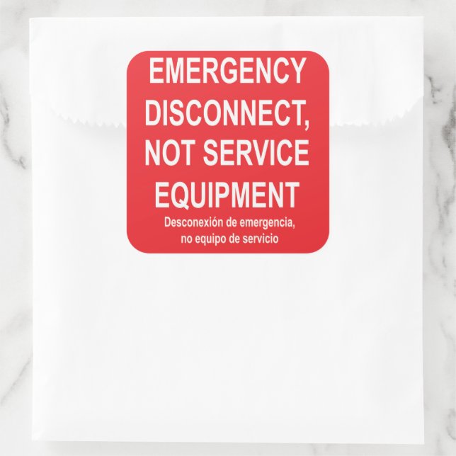 Étiquette d'équipement de déconnexion d'urgence (Sac)