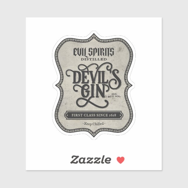 Étiquette des boissons Éffrayantes de Devil's Gin  (Feuille)