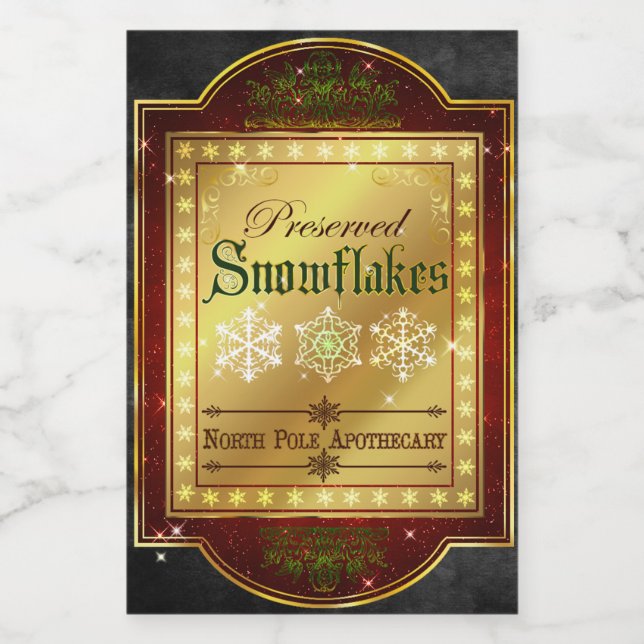 Étiquette des flocons de neige de l'apothèque de N (Étiquettes simples)