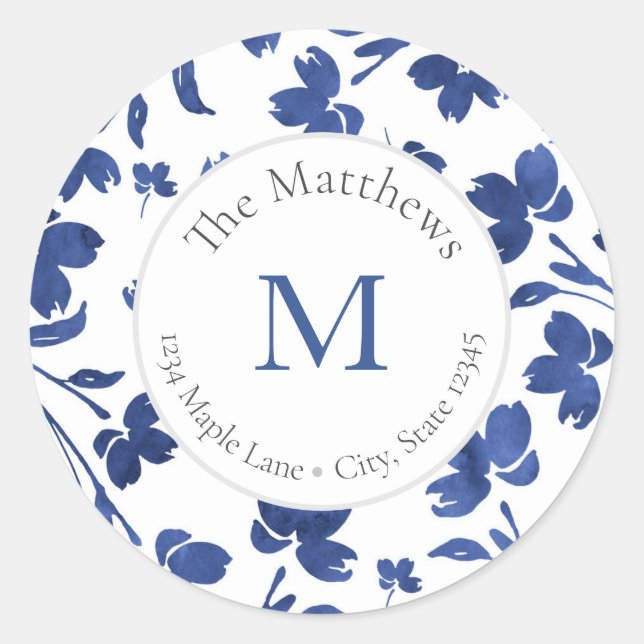 Étiquette des tiges d'aquarelle Indigo (Devant)