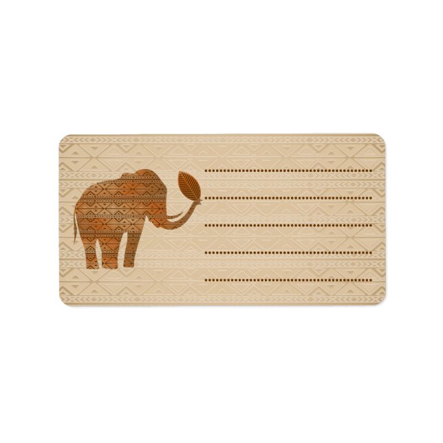 Étiquette Design d'art tribal des éléphants (Devant)