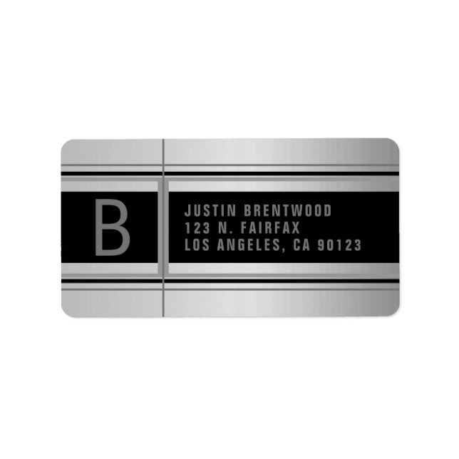 Étiquette Design géométrique Faux Metal Adresse de retour (Devant)
