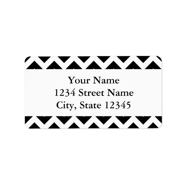 Étiquette Design moderne grand noir Chevron avec texte perso (Devant)