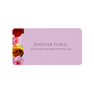 Étiquette Design Moderne Rose Chic Fleurs d'Art Floral