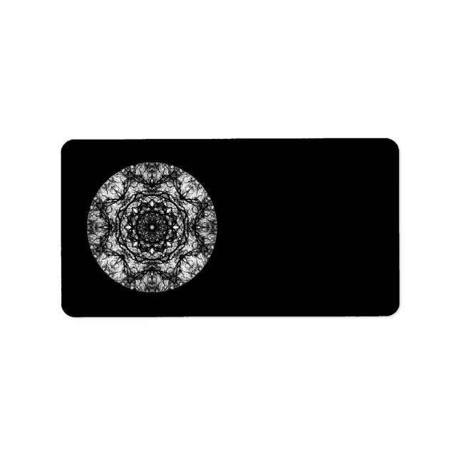 Étiquette Design Rond Fancy sur Noir. (Devant)