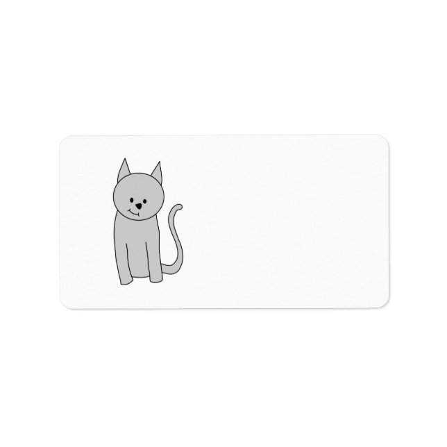 Étiquette Dessin de chat gris. (Devant)