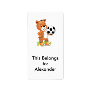 Étiquette dessin du footballeur teddy bear