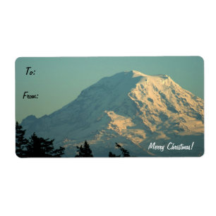 Étiquette d'étiquette de cadeau du mont Rainier