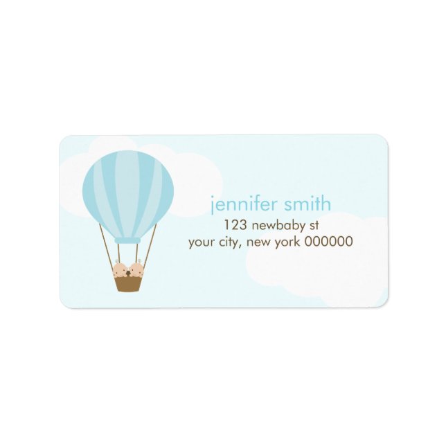 Étiquette Deux bébés garçons dans un ballon (Devant)