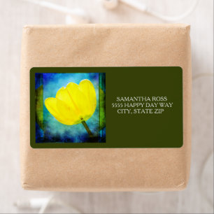 Étiquette d'expédition aquarelle tulipe jaune bleu