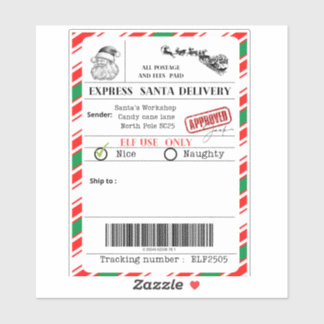 étiquette d'expédition de Père Noël