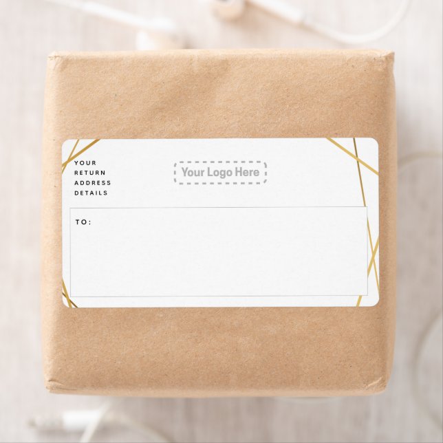 Étiquette d'expédition d'or géométrique (En situation)