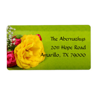 Étiquette d'expédition floral de rose jaune