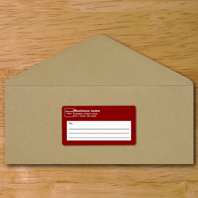 Étiquette d'expédition pour entreprises rouges (Red business shipping label on envelope)