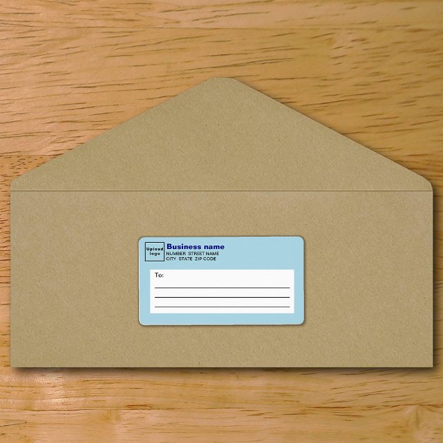 Étiquette d'expédition professionnelle bleu clair (Light blue business shipping label on envelope)