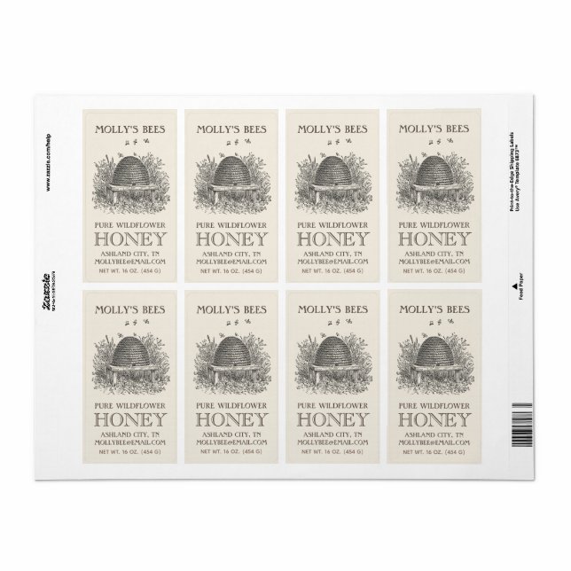 Étiquette d'expédition Vintage de miel (Feuille entière)