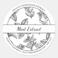 Étiquette d'extraction de la menthe de croquis noi