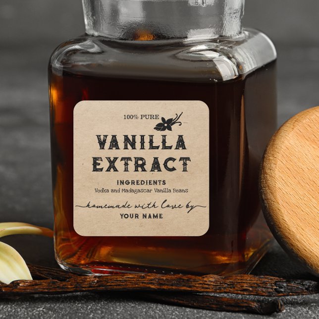 Étiquette d'extraction de vanille maison Kraft Per (Créateur téléchargé)