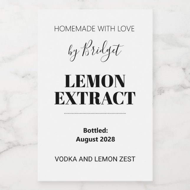 Étiquette d'extrait de citron personnalisable (Étiquettes simples)