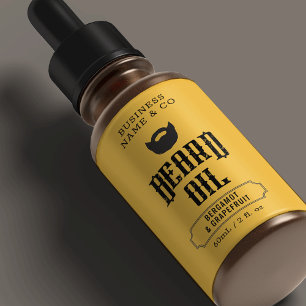 Étiquette d'huile de barbe Mens de moutarde Emball