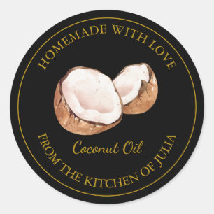 Étiquette d'huile de noix de coco maison Gold Bl