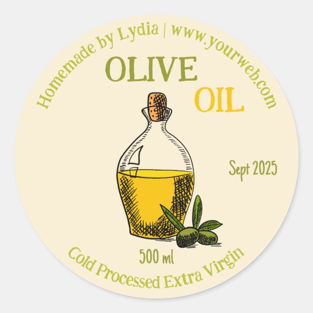 Étiquette d'huile d'olive vierge extra sur mesure (Devant)