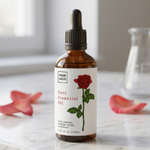 Étiquette d'huile essentielle de rose rouge vintag