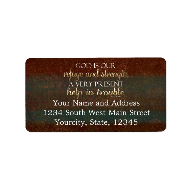 Étiquette Dieu est notre Refuge Bible Chrétienne Verse Brown (Devant)