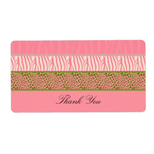 Étiquette d'impression de fourrure d'animal rose
