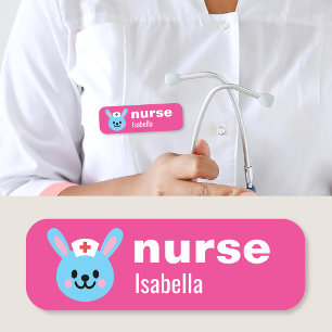 Étiquette d'infirmière à nom personnalisé, lapin r