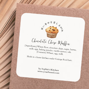 Étiquette d'ingrédient de muffin au chocolat à l'a